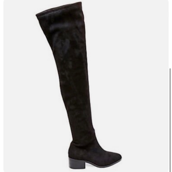STEVE MADDEN GABRIANA BLACK SUEDE OTK BOOTS - Picture 2 of 4